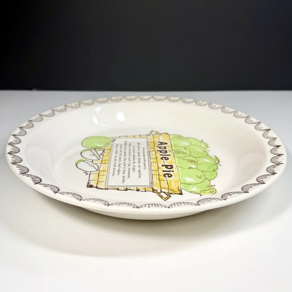 Vintage Apple Pie Recipe Pie Plate DEE Signed 10.25